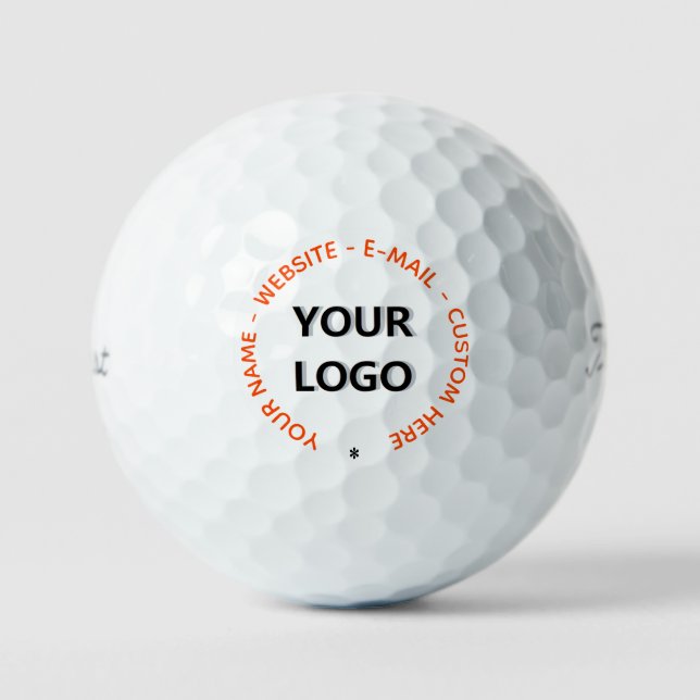 Custom Company Logo and Text Golf Balls Example (Front)