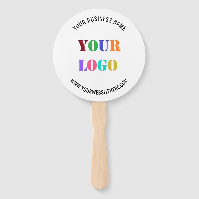 Custom Company Logo and Text Hand Fan Template (Back)