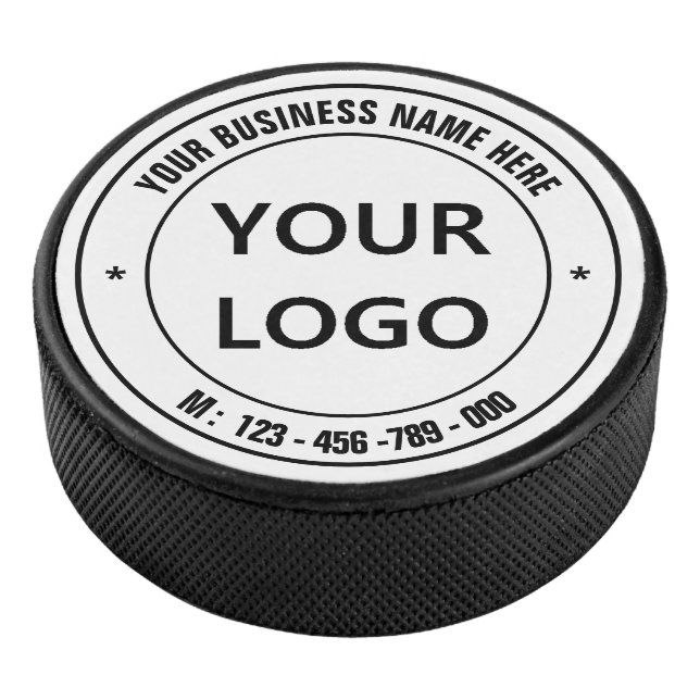 Custom Company Logo and Text Hockey Puck Template (3/4)