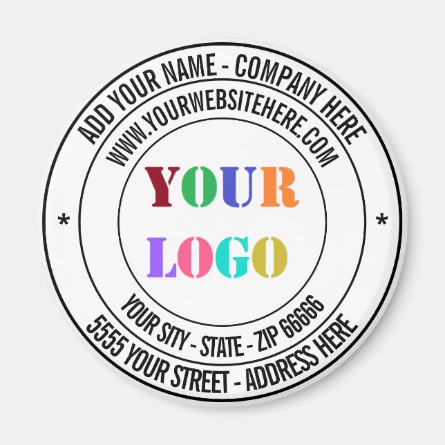 Custom Company Logo and Text Magnet Template (Front)