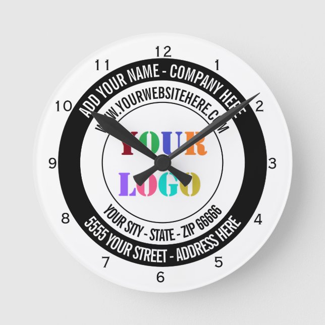 Custom Company Logo and Text Name Business Clock (Front)