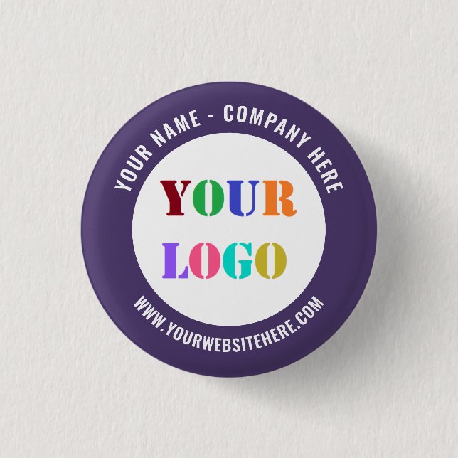 Custom Company Logo and Text Promotional Button (Front)