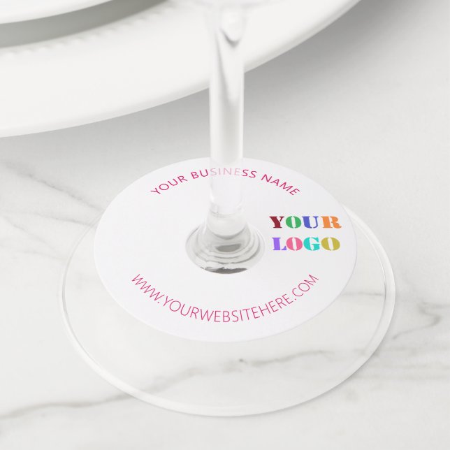 Custom Company Logo and Text Wine Glass Tag (Close Up)