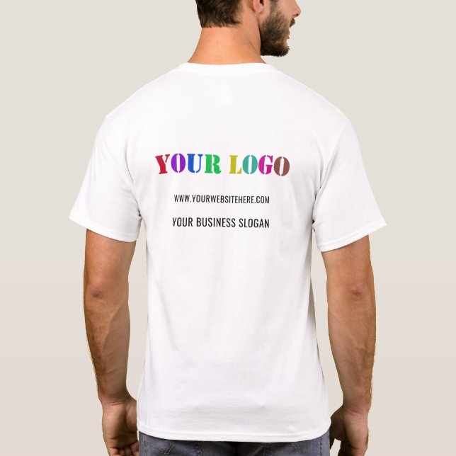 Custom Company Logo and Text Your Business T-Shirt (Back)