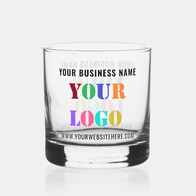 Custom Company Logo and Text Your Business Whiskey Glass (Front)