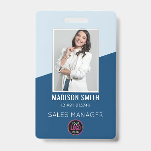 Custom Company Logo Bar Code Employee Photo Badge