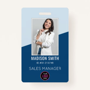 Custom Company Logo Bar Code Employee Photo Badge