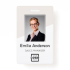 Custom Company Logo Bar Code Employee Photo Beige
