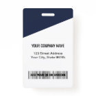 Custom Company Logo Bar Code Employee Photo Blue
