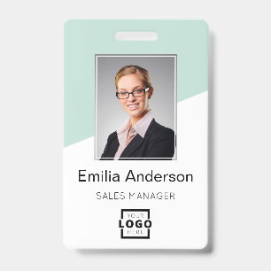 Custom Company Logo Bar Code Employee Photo Mint Badge