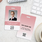 Custom Company Logo Bar Code Employee Photo Pink