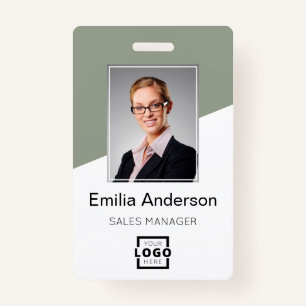 Custom Company Logo Bar Code Employee Photo Sage Badge