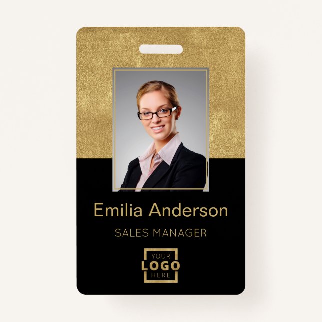 Custom Company Logo Basic Bar Code Employee Photo Badge (Front)