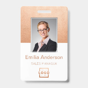 Custom Company Logo Basic Bar Code Employee Photo Badge