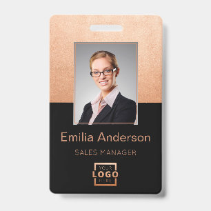 Custom Company Logo Basic Bar Code Employee Photo Badge