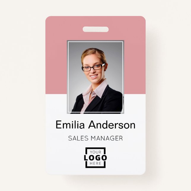 Custom Company Logo Basic Bar Code Employee Photo Badge (Front)