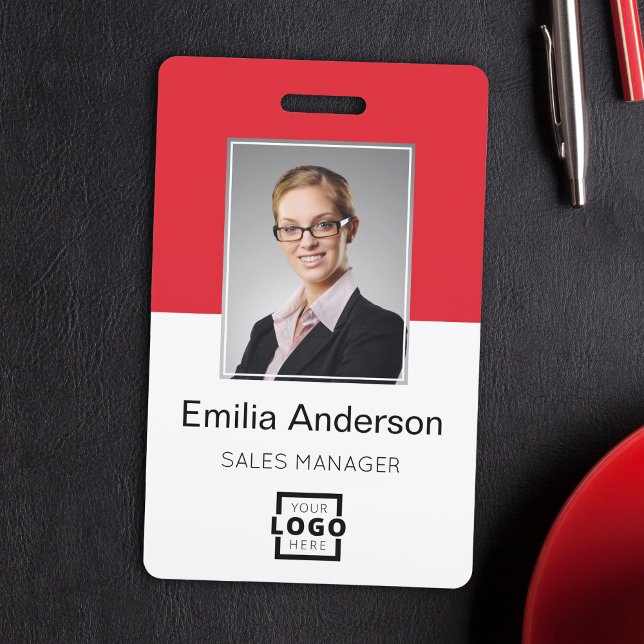 Custom Company Logo Basic Bar Code Employee Photo Badge (Creator Uploaded)