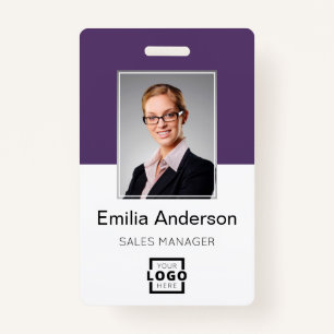 Custom Company Logo Basic Bar Code Employee Photo Badge