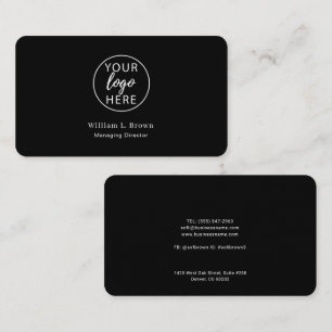 Custom Company Logo Black Minimalist Corporate Business Card