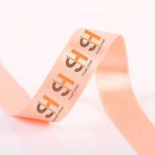 Custom company logo brand business gift rose gold satin ribbon