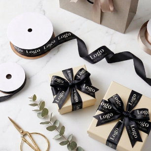 Custom Company Logo Branded Business Gift Wrapping Satin Ribbon