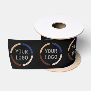 Custom company logo branded business gifts black satin ribbon