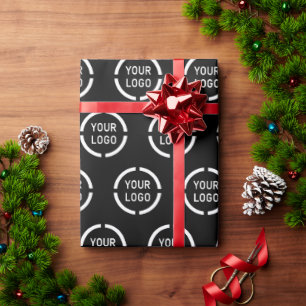 Custom company logo branded business gifts black wrapping paper