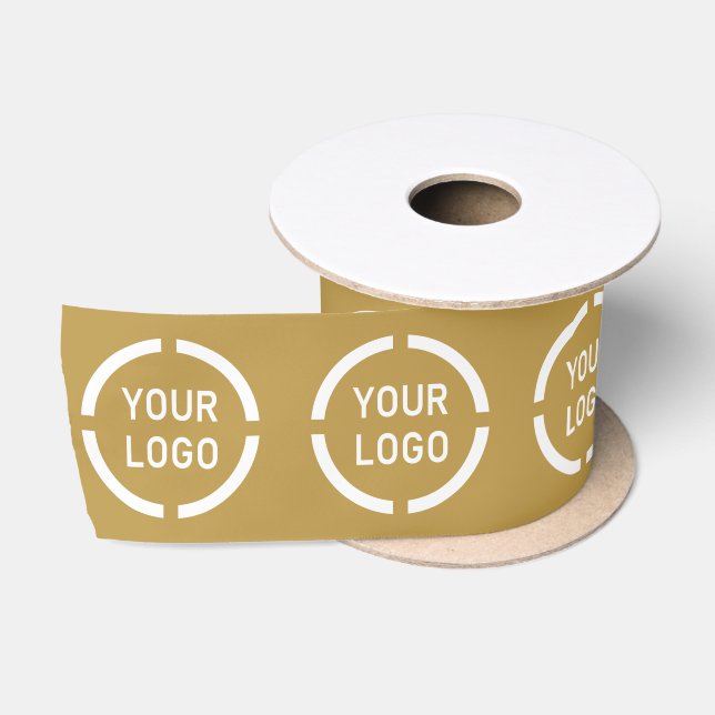 Custom company logo branded business gifts gold satin ribbon (Spool)