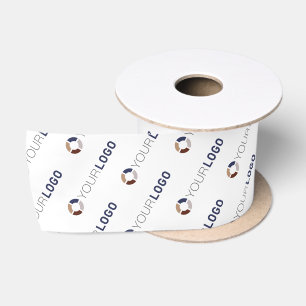 Custom company logo branded business gifts white satin ribbon