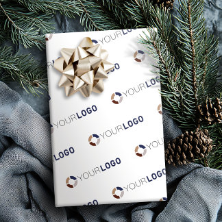 Custom company logo branded business gifts white wrapping paper