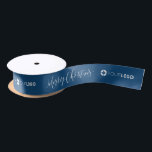 Custom company logo branded Christmas teal blue Satin Ribbon<br><div class="desc">Custom your own branded ribbon with modern merry Christmas script and company logo on color editable teal blue background,  great Christmas gift wrapping ideas for business. No minimum order quantity and no setup fee. 
Select "Click to customize further" to adjust the color of background.</div>