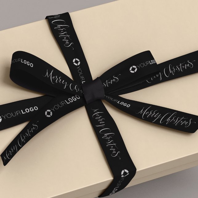 Custom company logo branded gifts Christmas black Satin Ribbon (Custom company logo branded gifts Christmas black Satin Ribbon)
