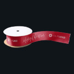 Custom company logo branded gifts Christmas red Satin Ribbon<br><div class="desc">Custom your own branded ribbon with modern merry Christmas script and company logo on color editable red background,  great Christmas gift wrapping ideas for business. No minimum order quantity and no setup fee. 
Select "Click to customize further" to adjust the color of background or Merry Christmas script.</div>