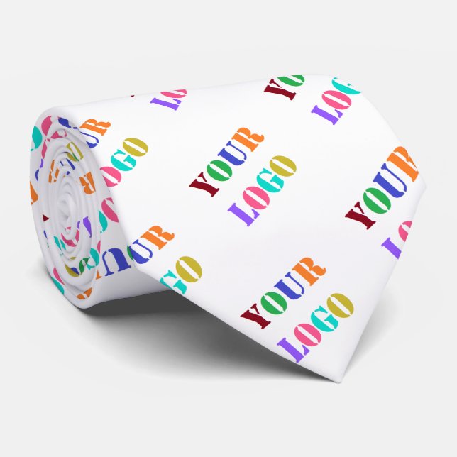 Custom Company Logo Branded Neck Tie Example (Rolled)