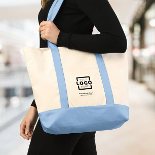 Custom Company Logo Branded Promotional Blue Tote Bag