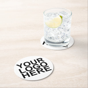 Custom Company Logo Branded Round Paper Coaster