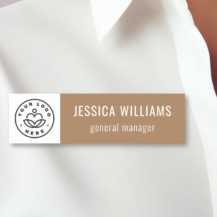 Custom Company Logo Brown Employee Name Tag