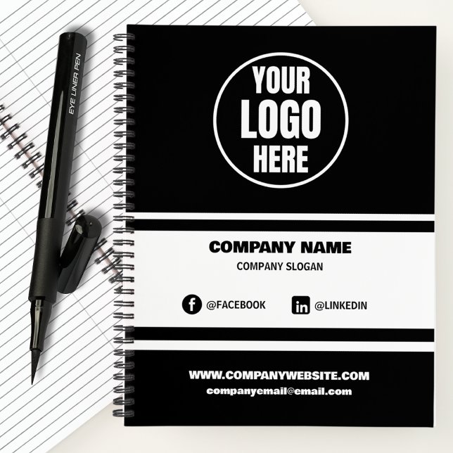 Custom Company Logo Business Branded Black & White Notebook (Creator Uploaded)