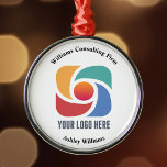 Custom Company Logo Business Christmas Marketing Metal Ornament<br><div class="desc">Simple,  chic Christmas ornament for a modern business or corporation looking to for a client gift for customers or employees. Add your custom corporate logo and name.</div>
