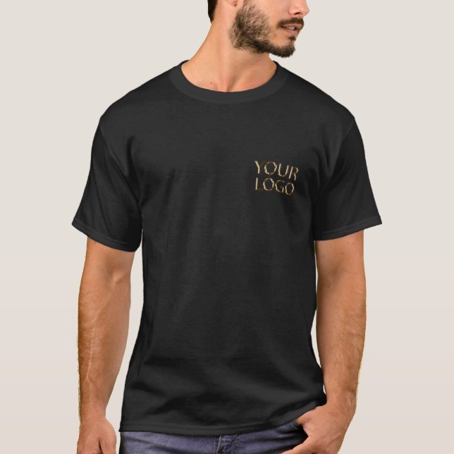 Custom Company Logo Business Front and Back Black T-Shirt (Front)