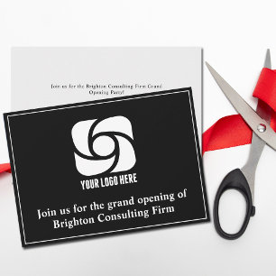 Custom Company Logo Business Grand Opening Black Announcement