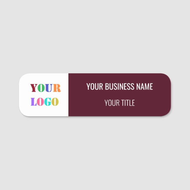 Custom Company Logo Business Name Tag Your Colours (Front)