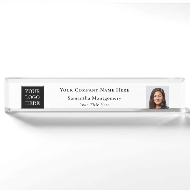 Custom Company Logo Business Name Title Photo Nameplate (Front)