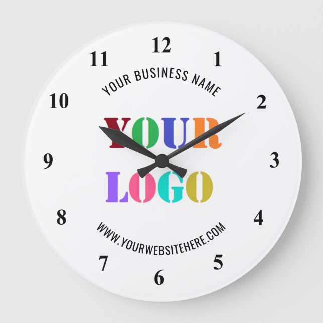 Custom Company Logo Business Name Website Clock (Front)