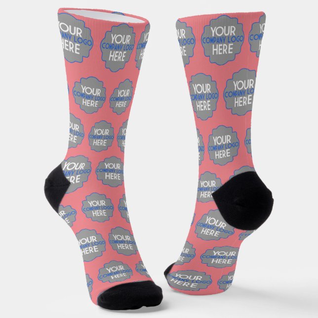 Custom Company Logo Business Promo Coral Socks (Angled)