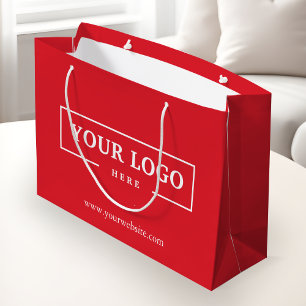 Custom Company Logo Business Promo Red Shopping Large Gift Bag