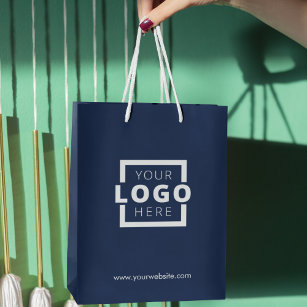 Custom Company Logo Business Promotional Blue Gift Medium Gift Bag