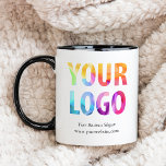 Custom Company Logo Business Promotional Gift Mug<br><div class="desc">Easily personalize this mug with your own company logo and business information. Promotional mugs make a long lasting impression so they make great corporate gifts, giveaways, or souvenirs for clients, customers, and employees. Design Tip: Bring branding customization to the next level by selecting a background colour to match your brand...</div>