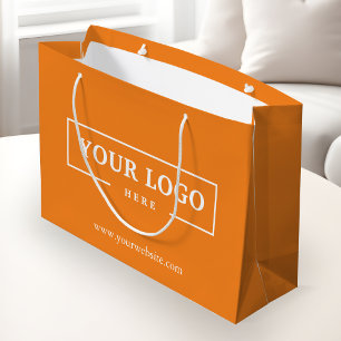 Custom Company Logo Business Promotional Orange Large Gift Bag
