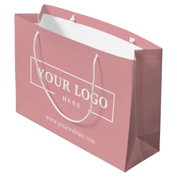 Custom Company Logo Business Promotional Pink Large Gift Bag | Zazzle.ca